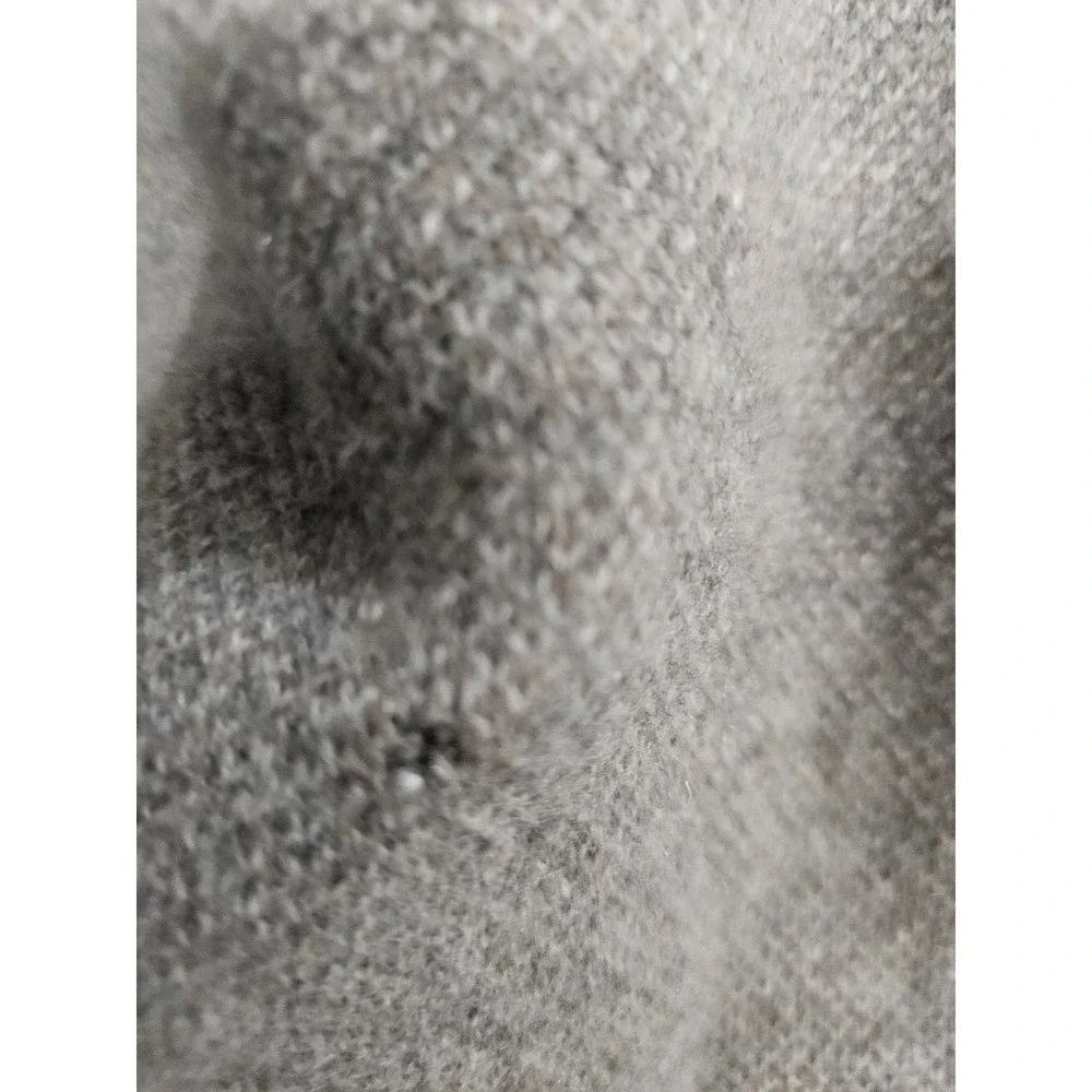 J.Crew 100% Cashmere Sweater Large Taupe Brown Birds Eye Knit Crewneck FLAWED - Picture 4 of 6